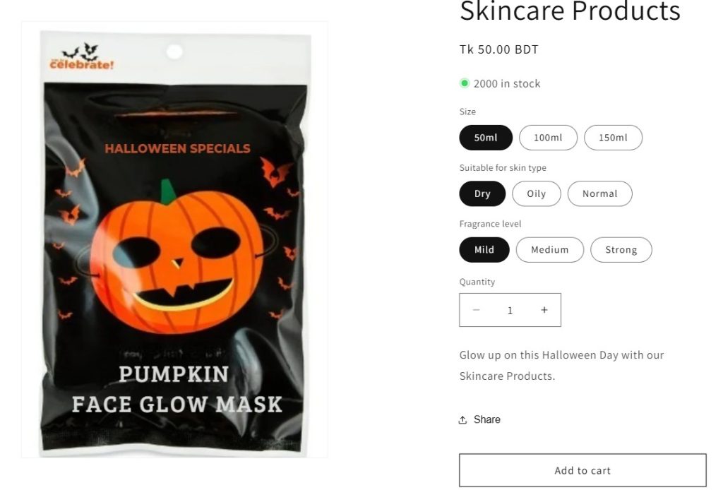 halloween promotion ideas - product page before DiscountRay