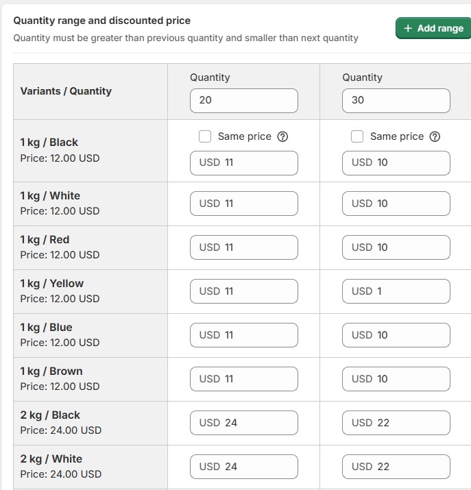 Variante à prix réduit