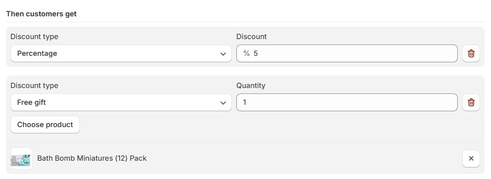 customers will get 5% discount and a free gift if they meet the threshold