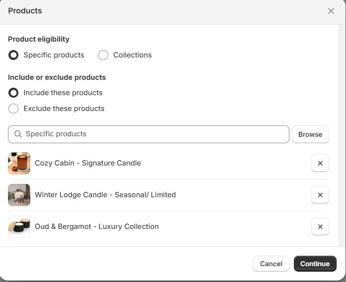 Include or exclude products
