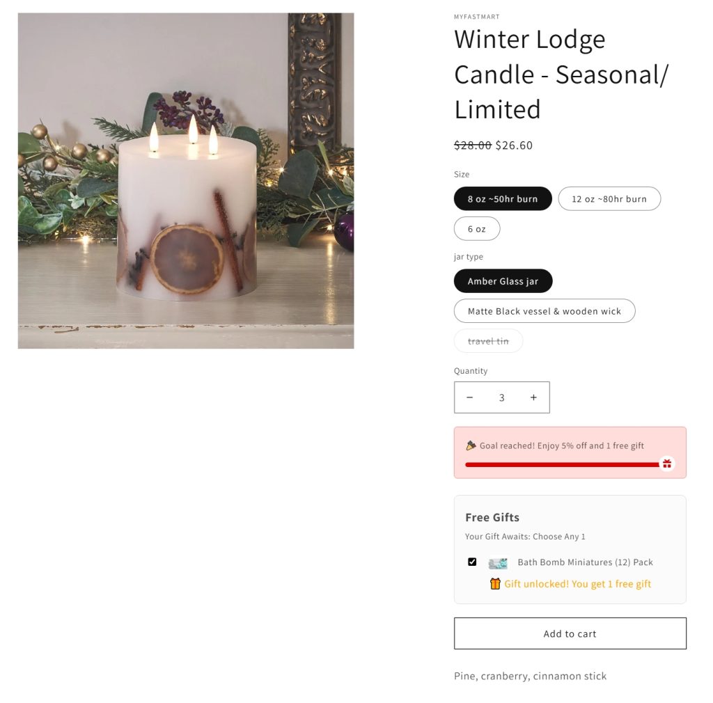 Your product page before reaching the threshold