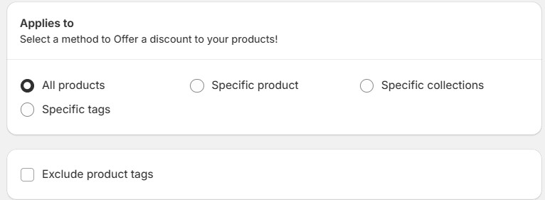 Select specific products, collections, or tags for your eco-friendly discount