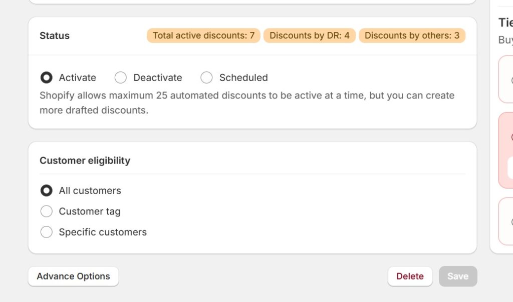 shopify tiered discounts - discountray activate and customers
