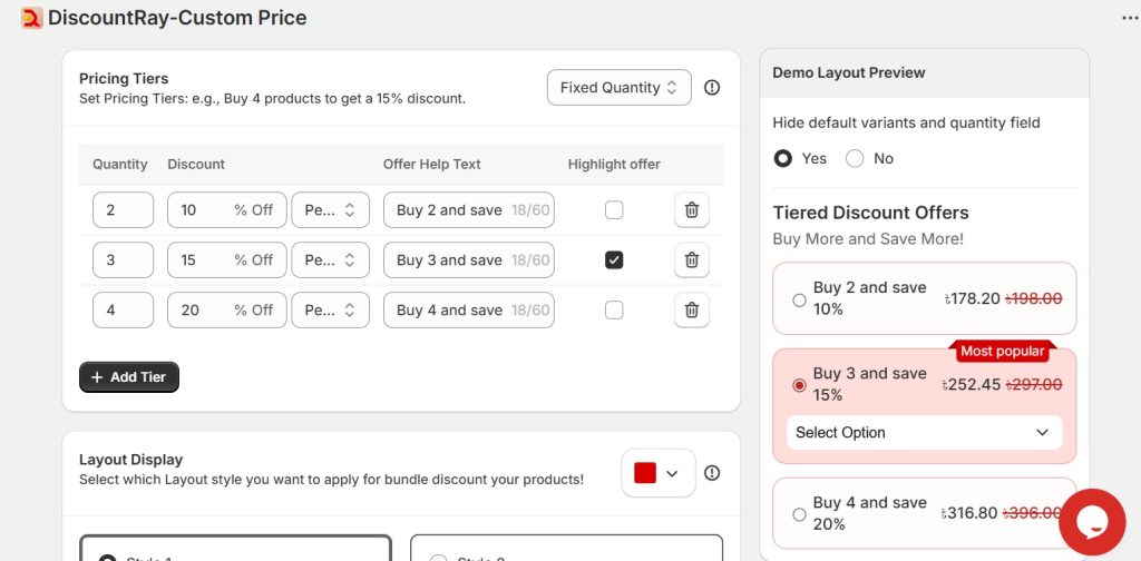 shopify tiered discounts - discountray pricing tiers