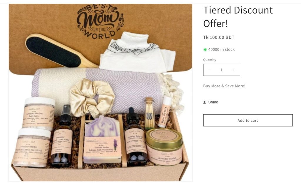 shopify tiered discounts - without discountray product page