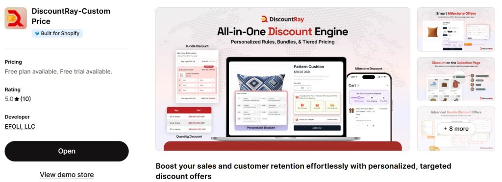 DiscountRay: una de las mejores aplicaciones de Shopify para comprar X y obtener Y