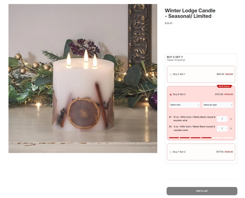 Descuento en la página del producto