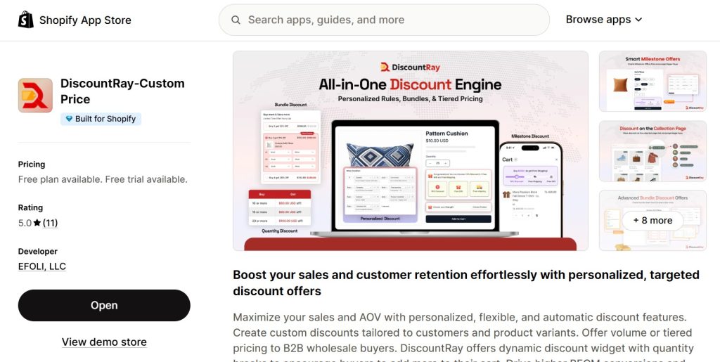 Shopify Volume Discount Apps - DiscountRay on Shopify App Store