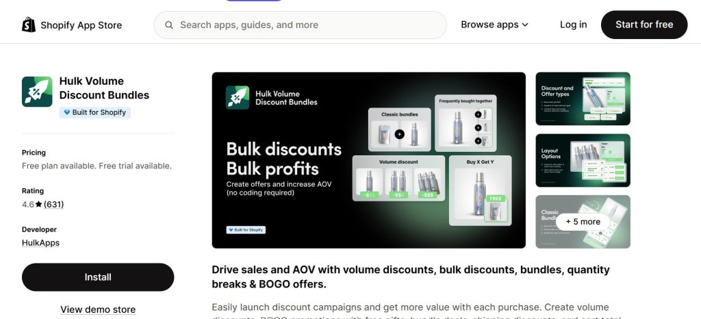 Shopify Volume Discount Apps - hulk volume discount bundles