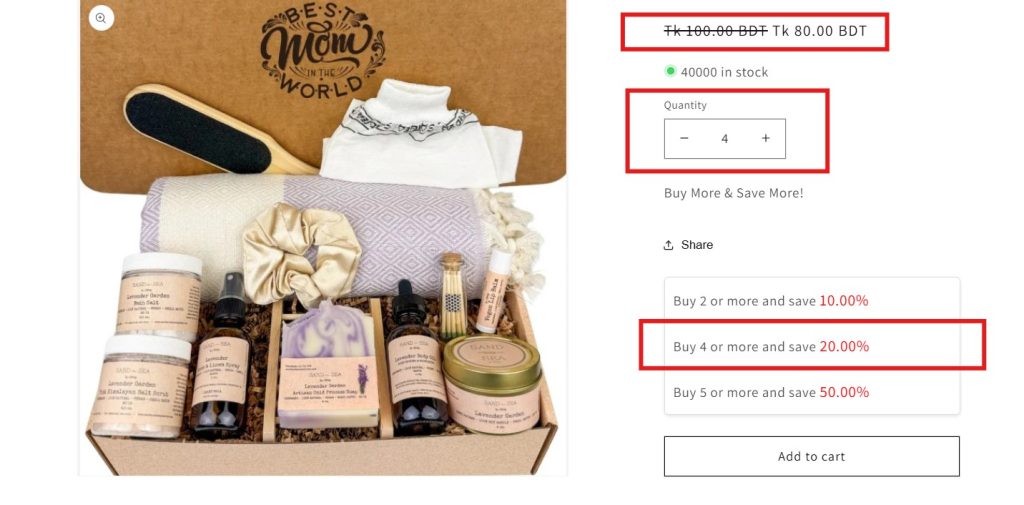 Shopify Volume Discount Apps - product page with DiscountRay