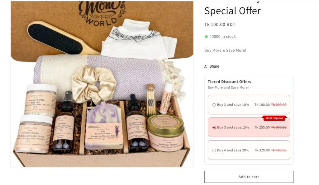 best shopify tiered discount apps - product page after DiscountRay 