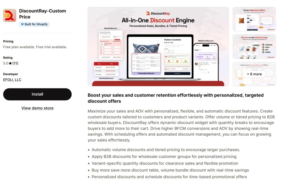 DiscountRay - one of the best Shopify Quantity break apps