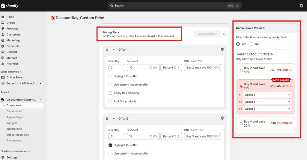 ecommerce discount updates - tiered discount app