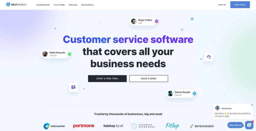 intercom alternatives -helpcrunch